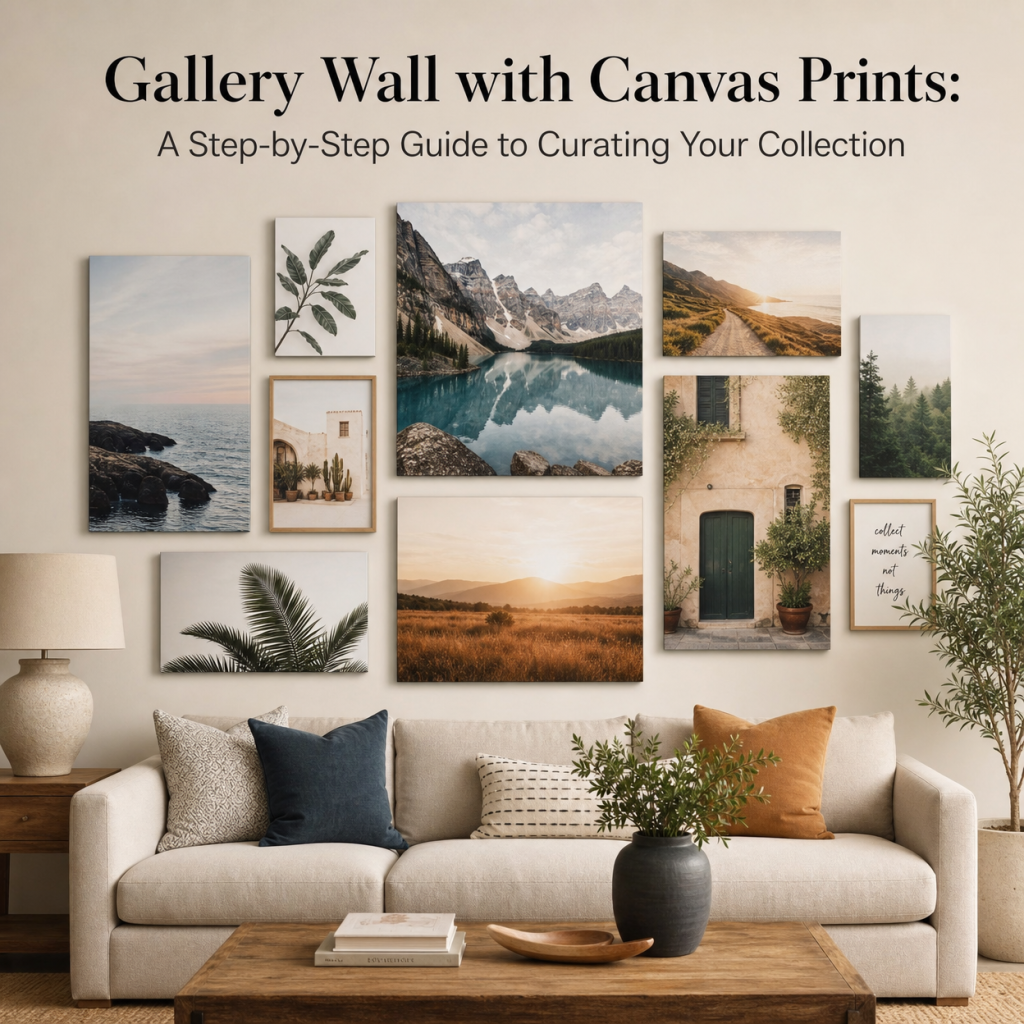gallery wall with canvas prints
